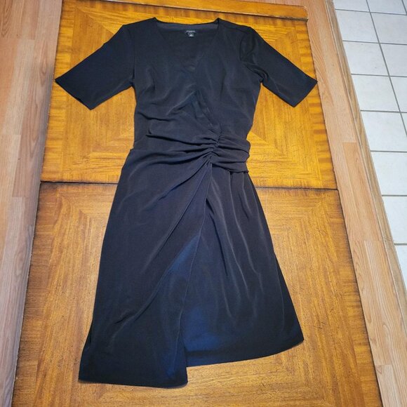Ann Taylor Black Wrap Top Dress with Gathered Banding at Waist - Picture 2 of 14